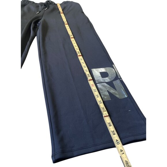 DKNY Y2LK Trrack Pants Womens Medium Black Logo Flare Hem City Athleisure - Picture 10 of 11